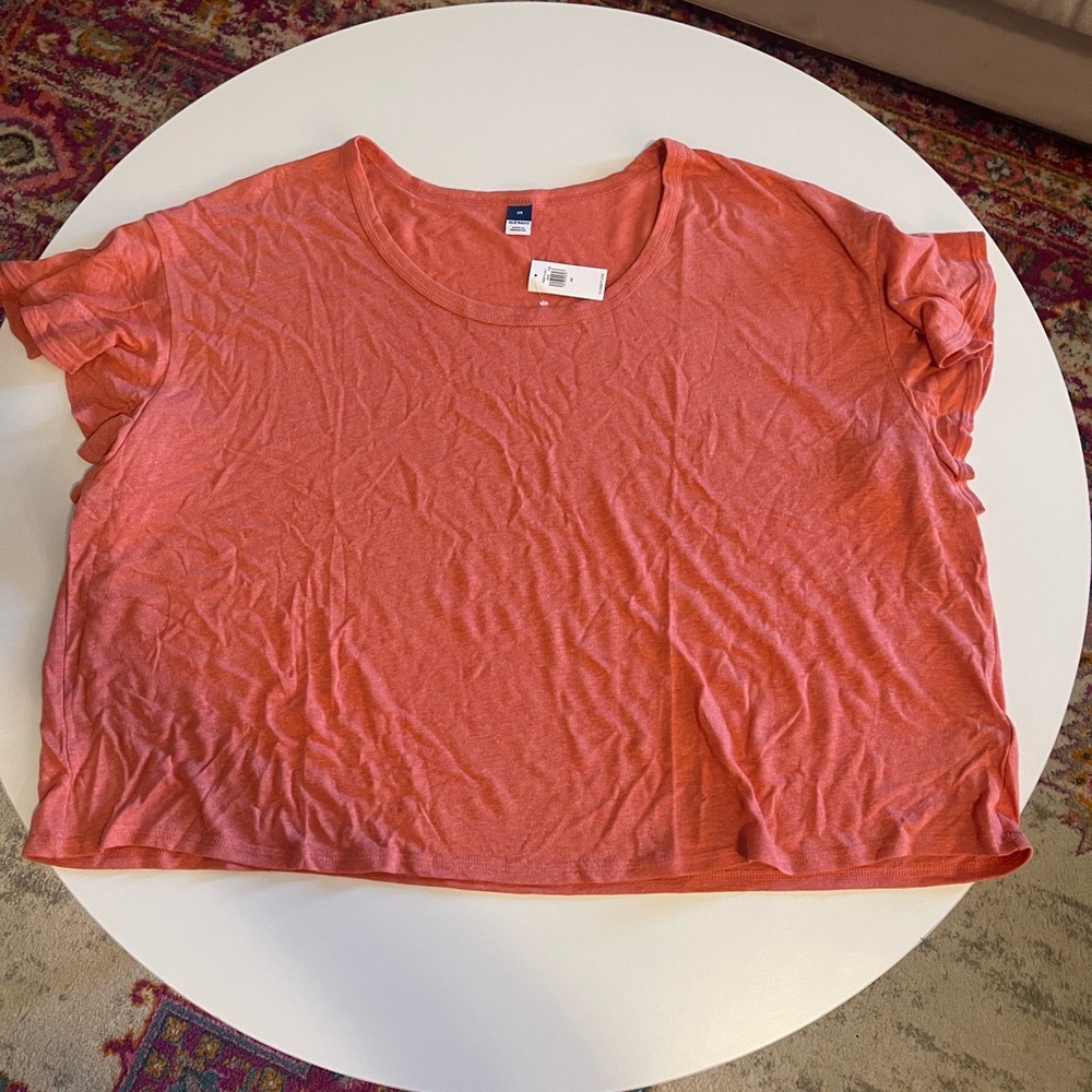Old Navy Coral Flutter Sleeve Crewneck Tee